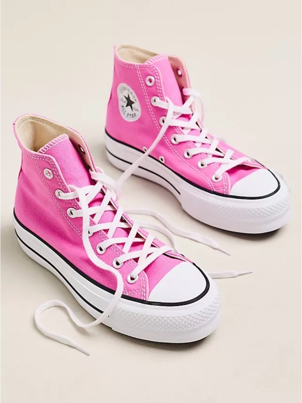 Converse High-Top Platform Sneakers - Pink & White